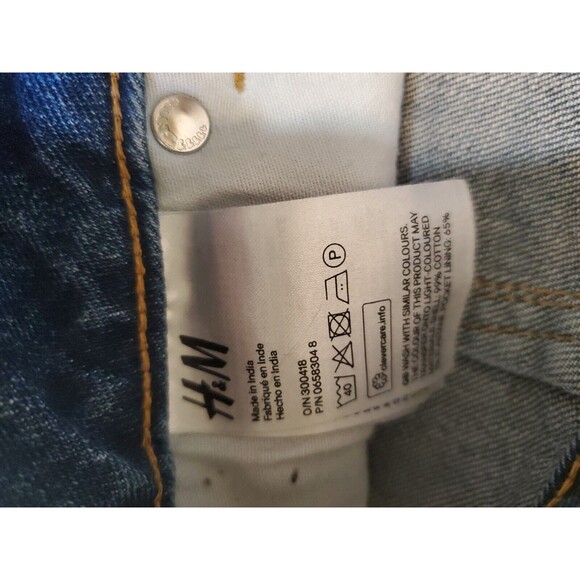 Womens Size 10 Raw Hem Skirt Button Denim Short Above Knee Dark Wash By H&M - Picture 5 of 9